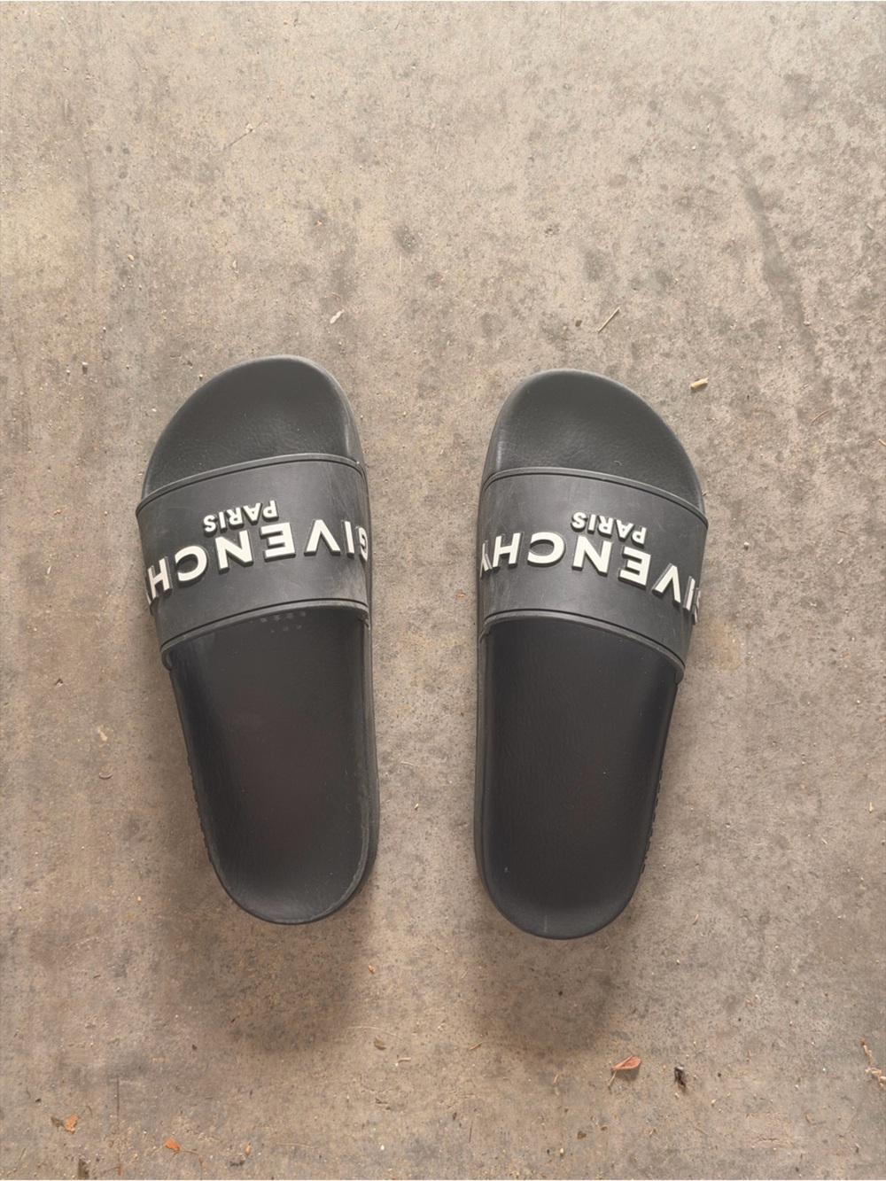 Givenchy Black Slide Sandals with White Logo